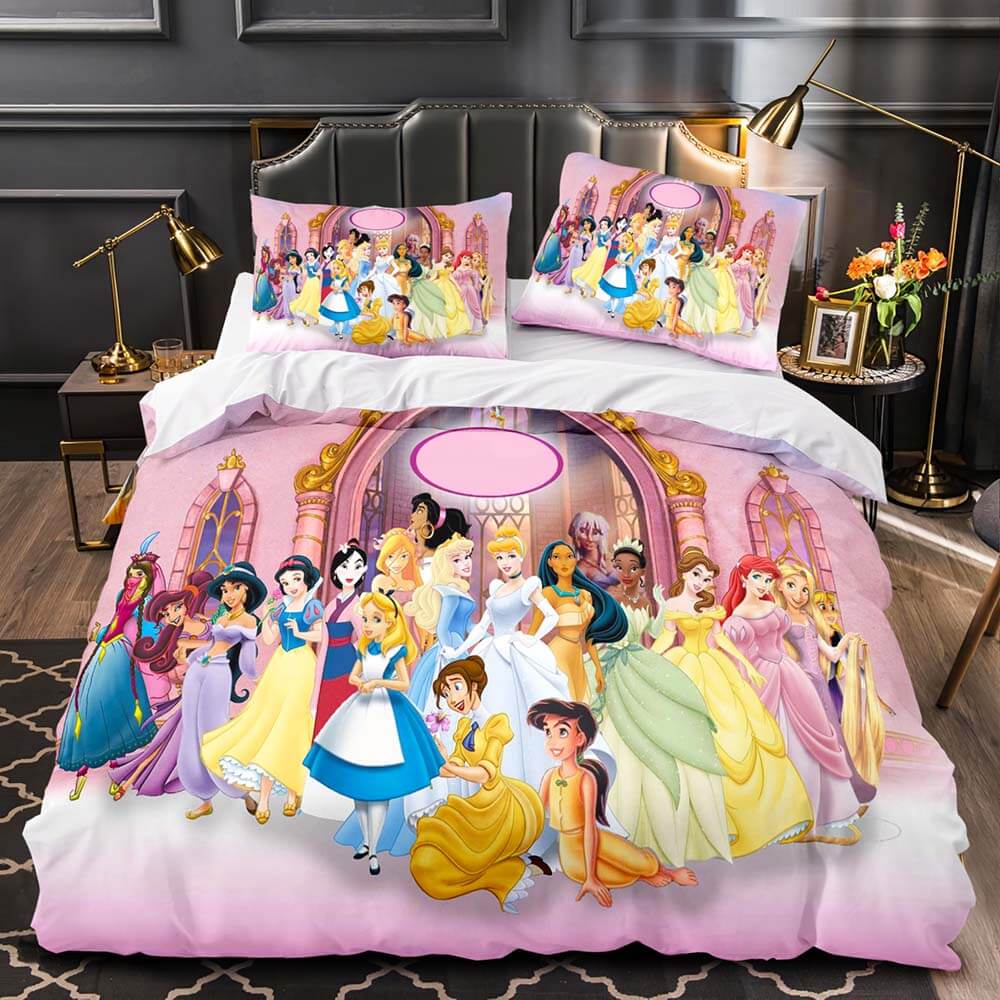 Princess Snow White Cinderella Rapunzel Merida Bedding Set Duvet Cover - EBuycos