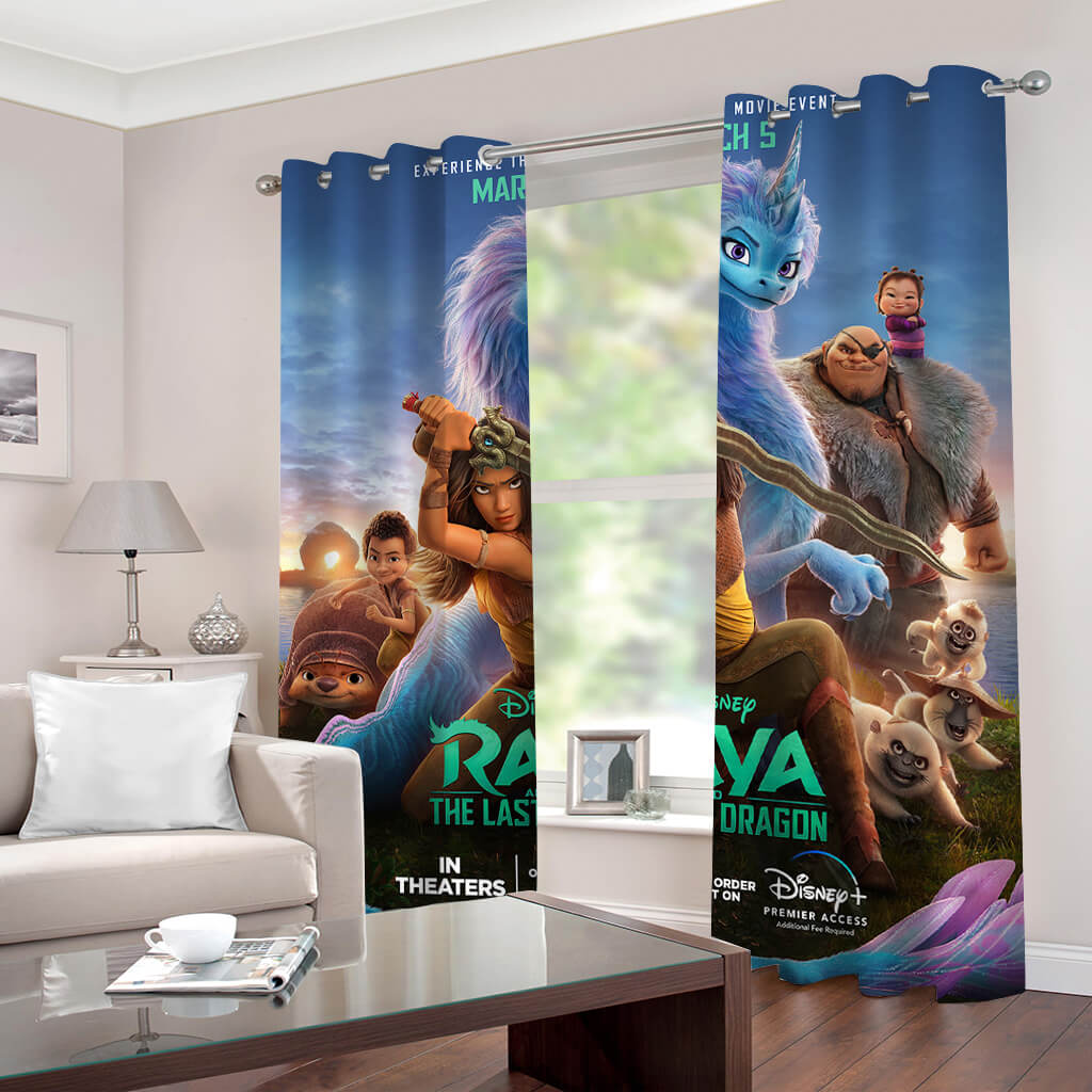 Raya and The Last Dragon Curtains Blackout Window Drapes Room Decoration