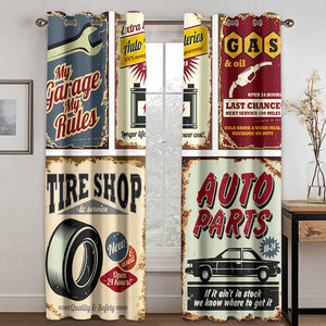 Retro iron Decorative Painting Curtains Blackout Window Treatments Drapes