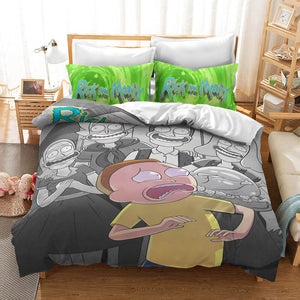 Rick And Morty 3 Piece Bedding Set Quilt Duvet Cover Bed Sheets Sets - EBuycos