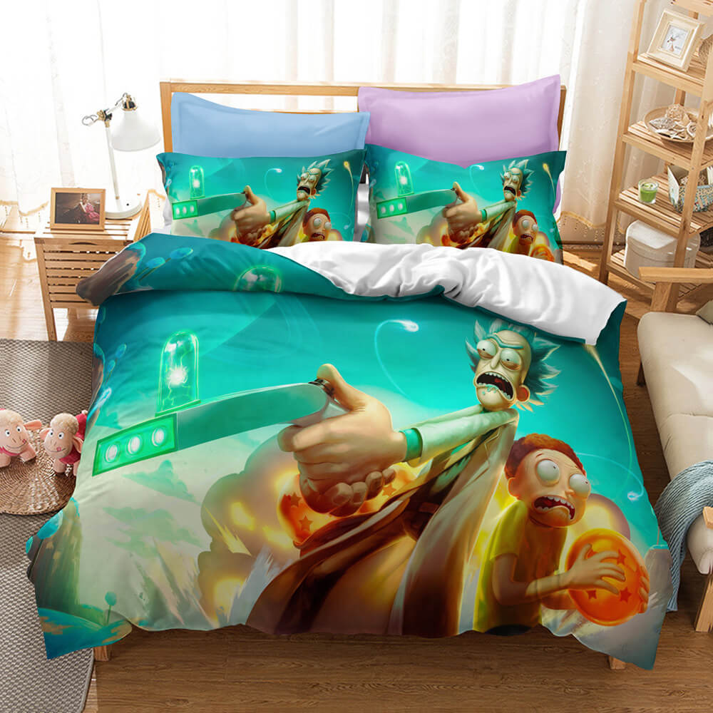 Rick And Morty 3 Piece Bedding Set Quilt Duvet Cover Bed Sheets Sets - EBuycos
