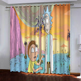 Rick and Morty Curtains Pattern Blackout Window Drapes