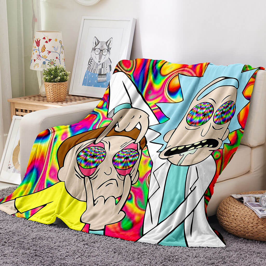 Rick and Morty Pattern Blanket Flannel Throw Room Decoration