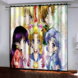 Sailor Moon Pattern Curtains Blackout Window Drapes