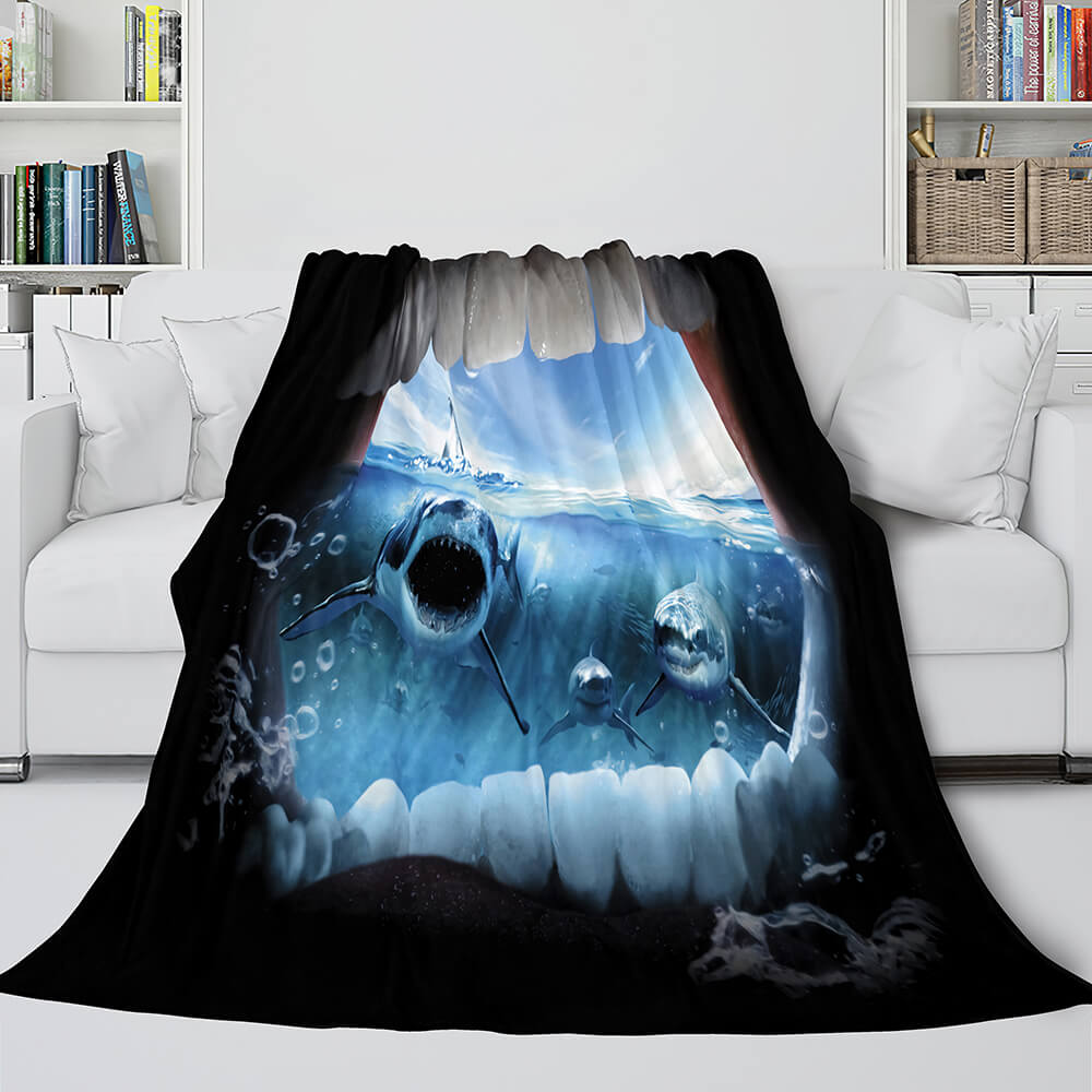 Shark Flannel Blanket Fleece Throw Blanket Wrap Nap Bedding Sets - EBuycos