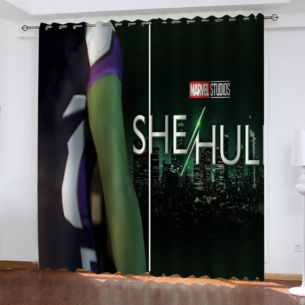 She Hulk Curtains Blackout Cosplay Window Drapes for Room Decoration