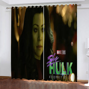 She Hulk Curtains Blackout Cosplay Window Drapes for Room Decoration