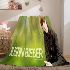 Super Star Justin Bieber Flannel Fleece Throw Blanket Comforter Set - EBuycos