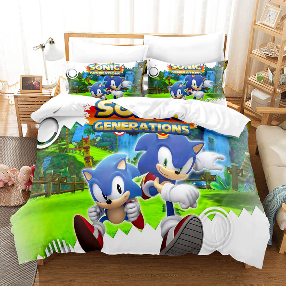 Sonic Cosplay Full Bedding Set Duvet Cover Comforter Bed Sheets - EBuycos