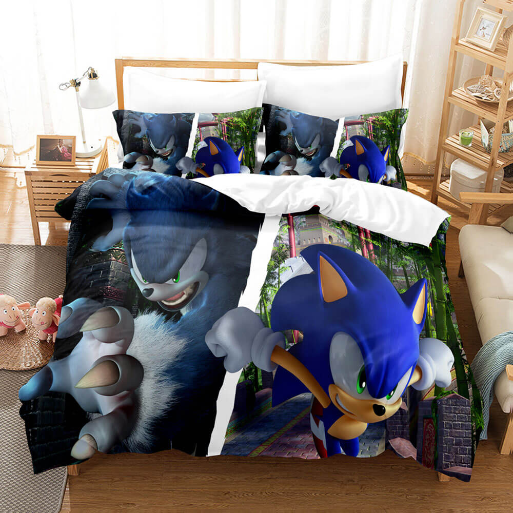 Sonic Cosplay Full Bedding Set Duvet Cover Comforter Bed Sheets - EBuycos
