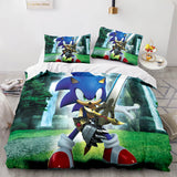 Sonic The Hedgehog Cosplay 3 Piece Bedding Set Duvet Covers Bed Sheets - EBuycos