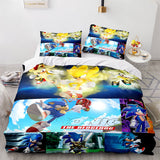 Sonic The Hedgehog Cosplay 3 Piece Bedding Set Duvet Covers Bed Sheets - EBuycos