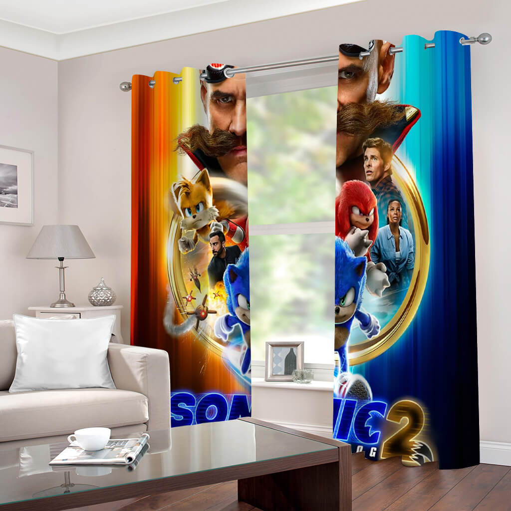 Sonic the Hedgehog 2 Curtains Blackout Window Drapes Room Decoration