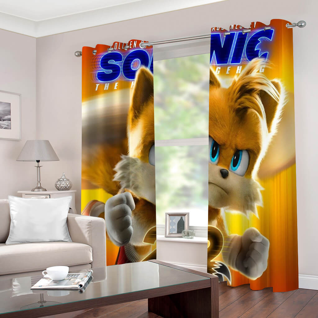 Sonic the Hedgehog 2 Curtains Blackout Window Drapes Room Decoration
