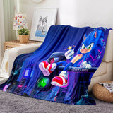 Sonic the Hedgehog Pattern Blanket Flannel Throw Room Decoration