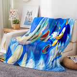 Sonic the Hedgehog Pattern Blanket Flannel Throw Room Decoration