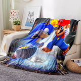 Sonic the Hedgehog Pattern Blanket Flannel Throw Room Decoration