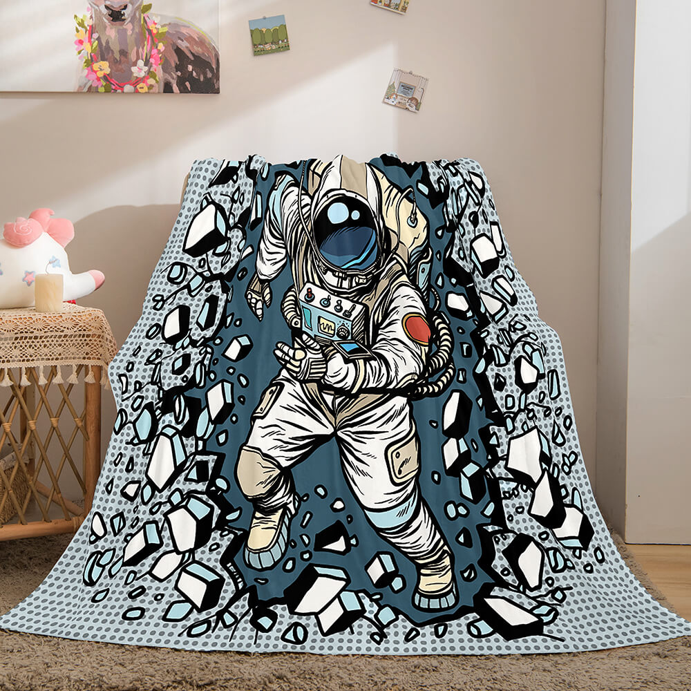 Space Astronaut Blanket Soft Flannel Blanket Comforter Bedding Sets - EBuycos