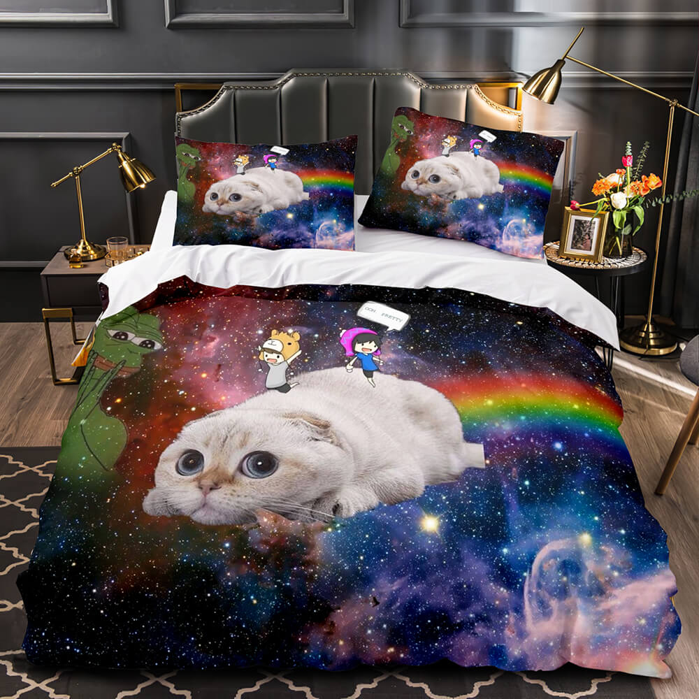 Space Cat Astronaut Cat In Space Bedding Set Duvet Covers Bedding Sets - EBuycos