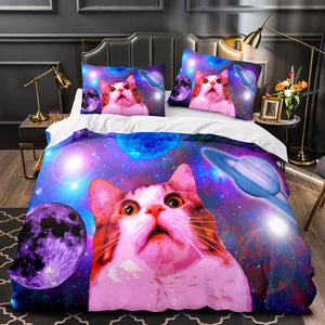Space Cat Astronaut Cat In Space Bedding Set Duvet Covers Bedding Sets - EBuycos