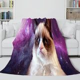 Space Cat Astronaut Cat In Space Flannel Fleece Blanket Nap Wrap Blanket - EBuycos