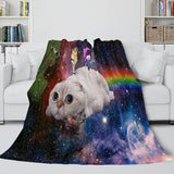 Space Cat Astronaut Cat In Space Flannel Fleece Blanket Nap Wrap Blanket - EBuycos