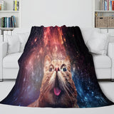 Space Cat Astronaut Cat In Space Flannel Fleece Blanket Nap Wrap Blanket - EBuycos