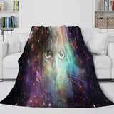 Space Cat Astronaut Cat In Space Flannel Fleece Blanket Nap Wrap Blanket - EBuycos