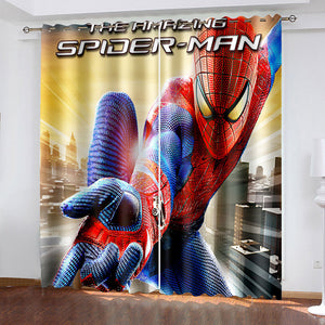 Spider Man Curtains Cosplay Blackout Window Treatments Drapes Room Decor