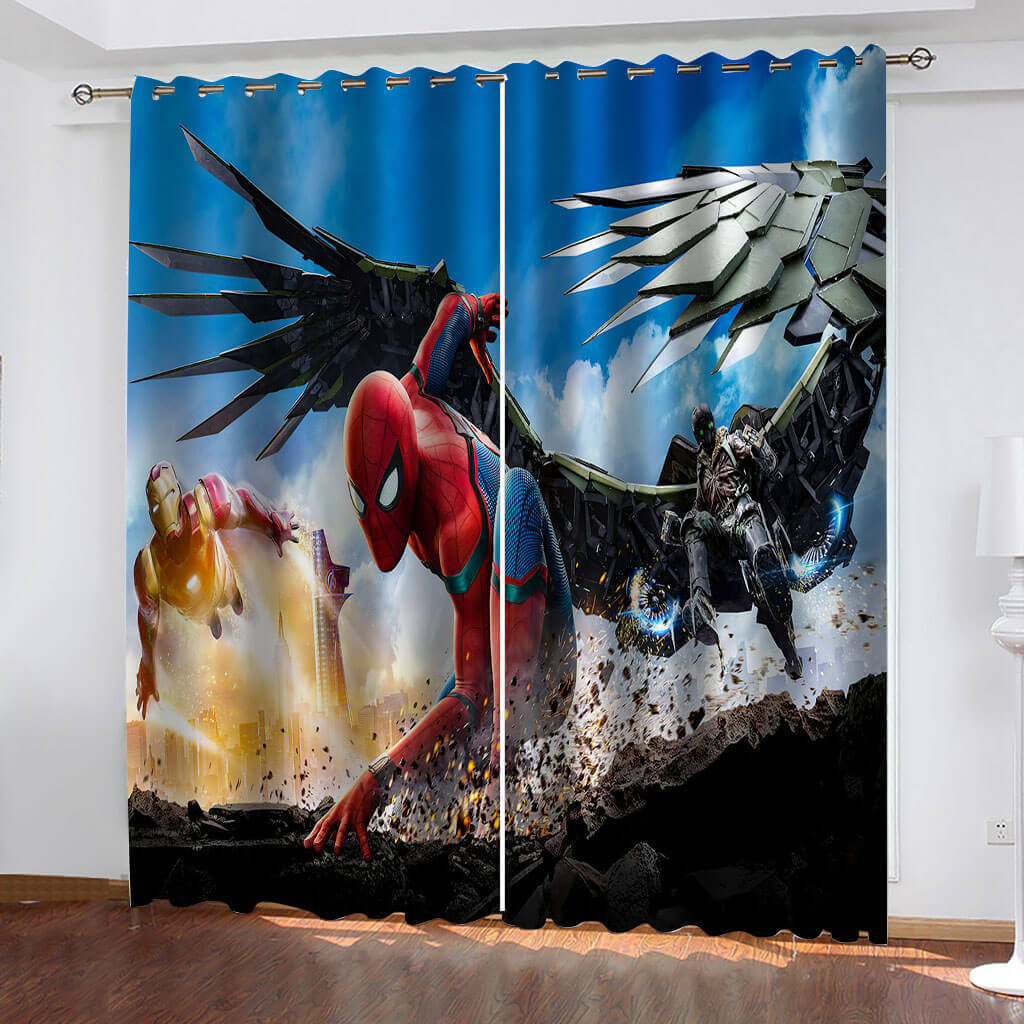 Spiderman Curtains Cosplay Blackout Window Drapes Kids Room Decoration - EBuycos