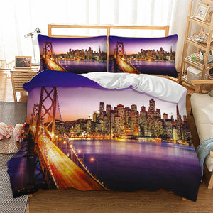 Statue of Liberty City Building Bedding Set Duvet Covers Comforter - EBuycos