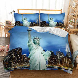 Statue of Liberty City Building Bedding Set Duvet Covers Comforter - EBuycos