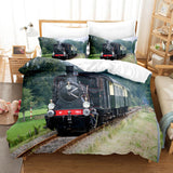 Steam Engine Bedding Set Vintage Locomotive Duvet Cover Bed Sheets - EBuycos
