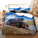 Steam Engine Bedding Set Vintage Locomotive Duvet Cover Bed Sheets - EBuycos