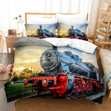 Steam Engine Bedding Set Vintage Locomotive Duvet Cover Bed Sheets - EBuycos