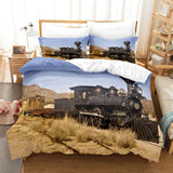 Steam Engine Bedding Set Vintage Locomotive Duvet Cover Bed Sheets - EBuycos