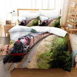 Steam Engine Puff Train Bedding Set Rail Vehicles Duvet Cover Sheets - EBuycos