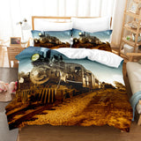 Steam Engine Puff Train Bedding Set Rail Vehicles Duvet Cover Sheets - EBuycos