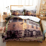 Steam Engine Puff Train Bedding Set Rail Vehicles Duvet Cover Sheets - EBuycos