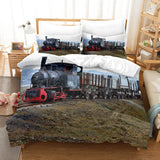 Steam Engine Puff Train Bedding Set Rail Vehicles Duvet Cover Sheets - EBuycos
