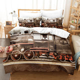 Steam Engine Puff Train Bedding Set Rail Vehicles Duvet Cover Sheets - EBuycos
