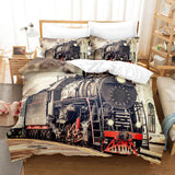 Steam Engine Train Bedding Set Rail Vehicles Duvet Covers Bed Sheets - EBuycos