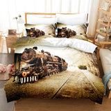 Steam Engine Train Bedding Set Rail Vehicles Duvet Covers Bed Sheets - EBuycos