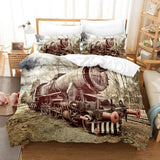 Steam Engine Train Bedding Set Rail Vehicles Duvet Covers Bed Sheets - EBuycos