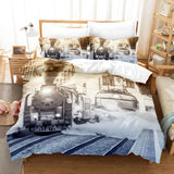 Steam Engine Train Vintage Locomotive Bedding Set Duvet Covers Pillowcases - EBuycos