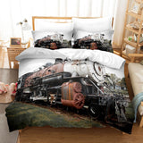 Steam Engine Train Vintage Locomotive Bedding Set Duvet Covers Pillowcases - EBuycos