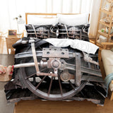 Steam Engine Train Vintage Locomotive Bedding Set Duvet Covers Pillowcases - EBuycos