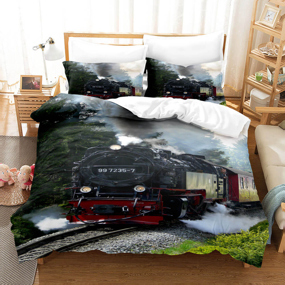 Steam Engine Train Vintage Locomotive Bedding Set Duvet Covers Sets - EBuycos