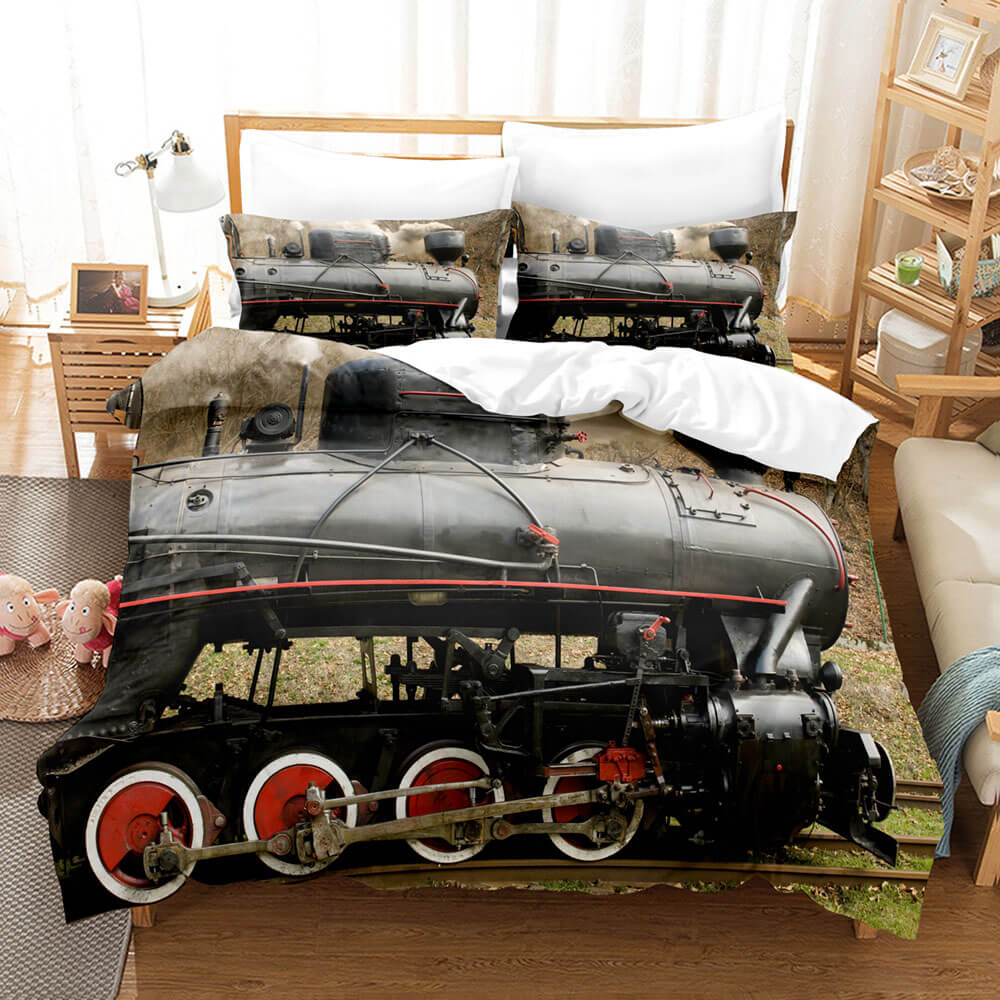 Steam Engine Train Vintage Locomotive Bedding Set Duvet Covers Sets - EBuycos