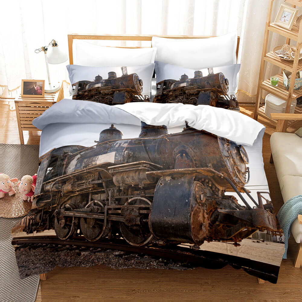 Steam Engine Train Vintage Locomotive Bedding Set Duvet Covers Sets - EBuycos